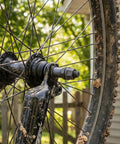No Sweat Rear Axle Replacement For Mountain Bike 180mm Steel Shaft With 25mm Bearing And Washers Corrosion Resistant installed on hub.