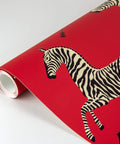 Roll of red wallpaper with zebra design, Red Zebra Safari Peel And Stick Wallpaper With Removable Self Adhesive Wall Covering For Bedrooms And Living Rooms Easy Apply Repositionable Contact Paper For Accent Walls And Quick Fresh Wall Makeover