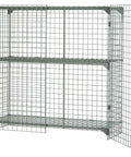 Rock Solid One Tier Two Door Wire Mesh Security Locker With Height Adjustable Shelf showing gray steel frame and open grid design.