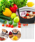 Onion Holder Slicer And Multifunction Kitchen Cutter for Vegetables Stainless Steel with No Slip Grip near fresh vegetables