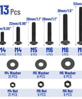 Nuts And Bolts Assortment Kit 113 Pieces Galvanized Iron Hardware Set For Home DIY Projects showing bolt sizes and quantities.