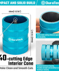 DuraTech blue aluminum inner/outer tubing and pipe reamer with 40-cutting-edge interior cone