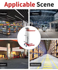 Heavy Duty Manual Hydraulic Pedal Driven Stacker Lift Truck With Robust Forks For 800 Lbs Warehouse Pallet Moving And Stacking Jobs in various environments.