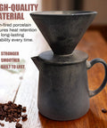 Real Heavy Duty Ceramic Pour Over Coffee Dripper Fits Standard Number Two And Four Paper Filters 15 Ounce Size with sleek black design.