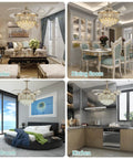 Dope 36 Inch Dimmable Crystal Ceiling Fan With Retractable Blades Modern Fandelier Light Fixture in living room, dining, bedroom, kitchen.