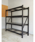 Beefy Heavy Duty Four Tier Industrial Steel Shelving Unit With 8,000-Pound Total Capacity For Garage Storage, 77 Inch Wide