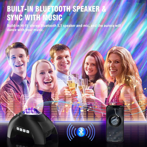 Northern Lights Aurora Projector 4 In 1 Night Light Ambient Galaxy Sky Projector With Bluetooth Speaker And White Noise Machine