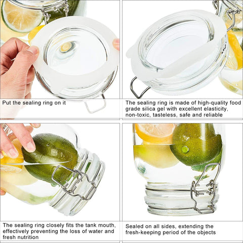 Outus eight 3.75-inch white silicone jar gaskets for regular-mouth canning jars; airtight sealing rings.