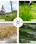 7 Inch Gas Trimmer Head Universal Steel Wire Weed Eater Brush Cutter Head With Install Kit in use on grass and weeds.