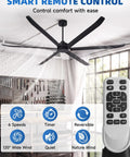 108 Inch Industrial Ceiling Fan No Light For Large Spaces Like Garages Gyms Barns And Restaurants Heavy Duty HVLS Powerhouse Delivers Serious Airflow And Cooling, black blades with remote