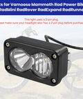 Universal 6000K 20W Waterproof E Bike Headlight Front Light With 2 Pin Connector, Plug and Play shown with cable and lens visible