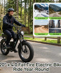 R7 Electric Bike For Adults With 750W Motor Top Speed 25 MPH Up To 50 Mile Range Per Charge 20 Inch Fat Tires UL Certified on forest path