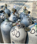 Group of diving cylinders with installed Scuba Tank Valve Attachment For Diving Cylinders Lightweight Leakproof Valve Easy Install.