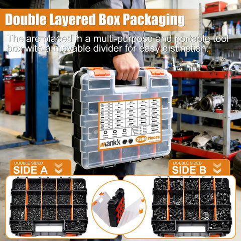 Heavy Duty 3160Pcs Metric Bolts And Nuts Kit With Flange Bolts Hex Socket Button Screws Cap Head Screws And Washers