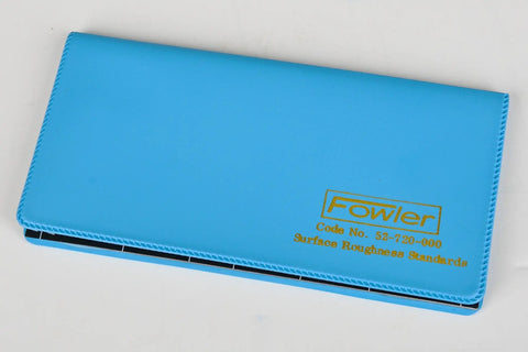 Surface Finish Comparator Set With 30 Specimens For Flat Lapping Reaming Grinding Turning And Milling - Pro Grade Roughness Gauges For Quick Reliable Part Inspection On The Shop Floor. Blue case with Fowler surface roughness standards