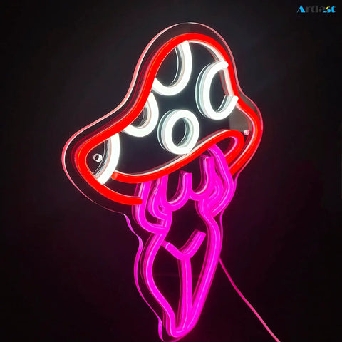 Lady Mushroom Neon Light LED Night Light USB Powered Sign For Man Cave Bar Bedroom Wall Decor Party Art Purple Glow Handmade