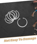 Stainless Steel C Clip Set 5 Pack with Grooved Retaining Rings and Elastic Snap Rings on textured background