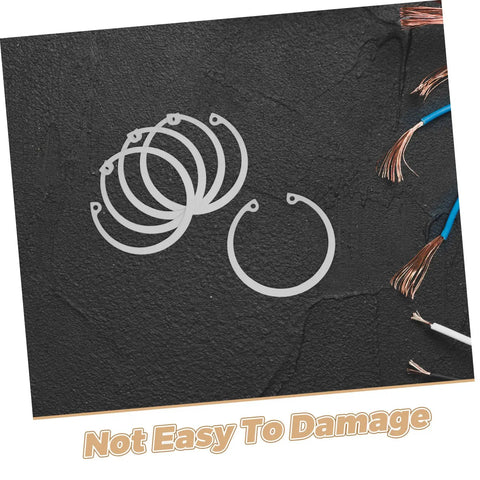Stainless Steel C Clip Set 5 Pack with Grooved Retaining Rings and Elastic Snap Rings on textured background