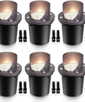 6-pack of 12W Ultra Bright Low Voltage Landscape Lights Shielded In Ground Well Lights 12V To 24V Warm White with connectors