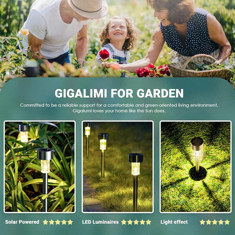 Sun Powered Solar Pathway Lights Outdoor Waterproof Stainless Steel LED Garden Lights for yard patio lawn landscape