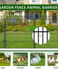 No Dig Tall Decorative Garden Fence With Double Lock 40 Inch High Panels 24 Foot Long Rustproof Metal Edging And Borders Outdoor Yard Fence Animal Barrier With Easy To Install Temporary Ground Stakes For Patio And Garden shown installed in a yard
