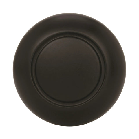 Top view of Matte Black Cabinet Knob One And One Quarter Inch Diameter Everyday Heritage Collection, smooth satin finish