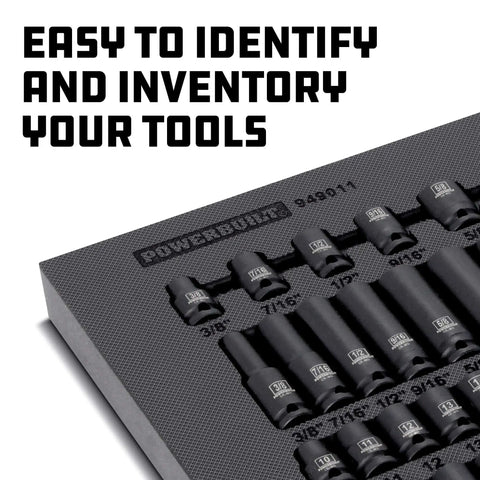 Beefy Forty Piece Impact Socket Set With Three Eighth Inch Drive Six Point Z Drive Sockets In SAE And Metric Tool Organizer Tray