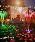 Two In One Floating Pool Fountain With Lights For Inground And Above Ground Pools, LED Underwater Light Show in action
