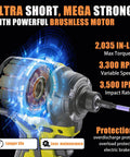 Cordless Impact Driver 1/4 Inch Chuck, Ultra Compact 4-1/4 Inch Head, Lightweight 2.0 Lbs, Beefy Brushless Motor, 2035 In-Lbs Torque
