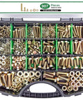Beefy 907 Piece Metric Bolt Kit With M4 M5 M6 M8 Alloy Steel Hex Bolts Nuts And Washers, All In One Hardware Set For DIY Projects, Repairs, Automotive And Machinery. Open case with assorted bolts, nuts, and washers.
