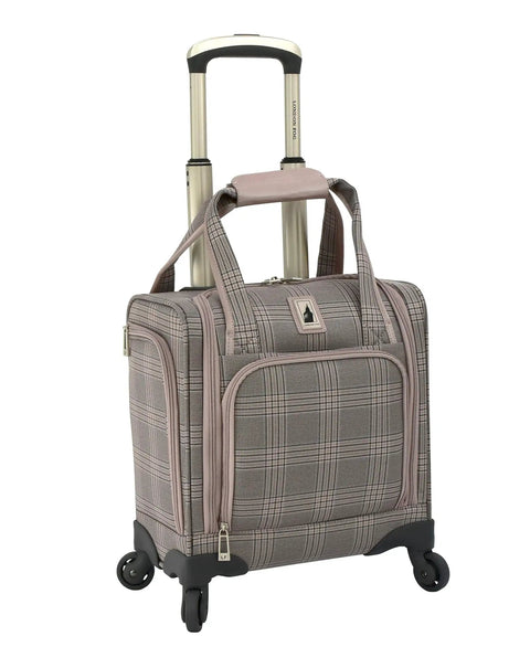 Brentwood IV 15 Inch Under The Seat Rolling Bag With Four Wheels For Airline Travel Rose Charcoal front view