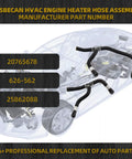 Diagram with HVAC Engine Heater Hose Assembly showing compatible Buick Enclave, Chevrolet Traverse, GMC Acadia models.