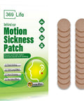 Product packaging and patches for Motion Sickness Patches For Car And Boat Rides And Planes On The Go Ships Cruises 24 Count Natural Long Lasting Relief Up To 72 Hours Travel Must Have For Adults And Kids.
