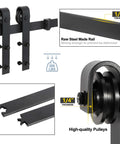 Heavy Duty Sliding Barn Door Hardware Kit With Hangers And Track Includes Two 3.3 Ft Tracks Black Carbon Steel 200 Lb Load Capacity