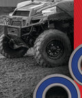 ATV driving through mud with Wheel Bearing Seal Kit 25-1476 For Yamaha With Triple Lip Seals and ABEC 3 Bearings in foreground