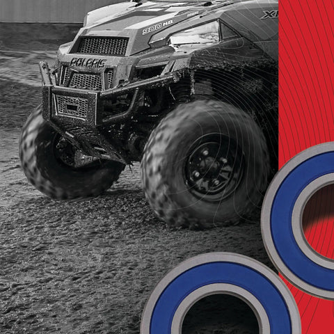 ATV driving through mud with Wheel Bearing Seal Kit 25-1476 For Yamaha With Triple Lip Seals and ABEC 3 Bearings in foreground