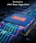 Exclusive JIKE Bass Algorithm chip with RGB light effects enhancing sound on circuit board