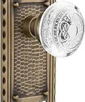 Old School Craftsman Door Plate Set For Passage Doors Two And Three Eighths Inch Backset Antique Brass Two Sided Rosette Latch