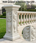 Decorative concrete column and balustrade in garden setting