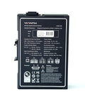 Back view of Unmanaged 16 Port Industrial Ethernet Switch For Rugged Applications, UL listed, black casing with printed specs