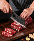 Meat Cleaver Knife With Genuine Leather Sheath For Dad Gift Heavy Duty Japanese 3CR13 Stainless Steel Forged Blade used for slicing meat