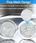 Four Pack Stainless Steel Ultrasonic Cleaner Baskets For Jewelry And Earrings Includes Two Large And Two Small Mesh Wash Baskets showcasing fine mesh design.