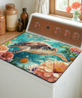 Oceanic Wildlife Washer And Dryer Top Protector Mat With Waterproof PU Leather And Anti Slip Rubber Backing Spill Proof Dust Cover For Laundry Room 20x24 Inches Durable Keepin It Clean featuring sea turtle design