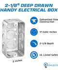 Heavy Duty 4x2 Inch Steel Electrical Handy Box Kit 10 Pack With 1/2 Inch And 3/4 Inch Knockouts 2-1/8 Inch Deep 17 Cu In Junction Box