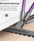 Hardwood Floor Attachment For Dyson V7 V8 V10 V11 Cordless Vacuum Cleaner showing 180° swivel steering for hard-to-reach areas.