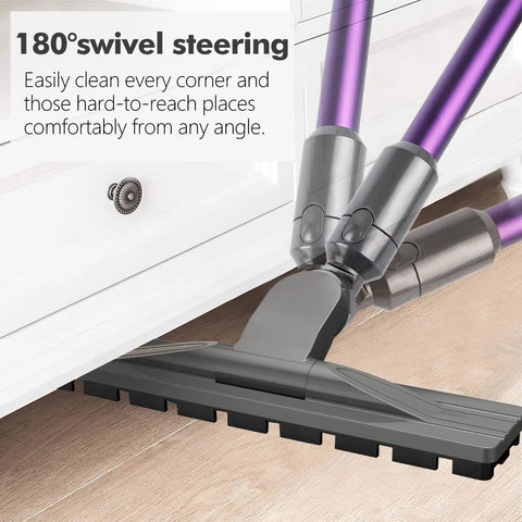 Hardwood Floor Attachment For Dyson V7 V8 V10 V11 Cordless Vacuum Cleaner showing 180° swivel steering for hard-to-reach areas.