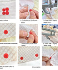 Snap Button Kit With Pliers, 150 Sets In 15 Colors, Plastic Snap Fasteners installation steps on fabric, showing use.
