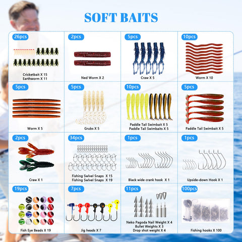 Catch More Bass With This 322 Piece Bass Fishing Lures Kit Tackle Box Included Includes Soft Baits Hooks Weights Buzz Baits Spinner Baits Jigs Frogs For Freshwater Anglers Gift For Men