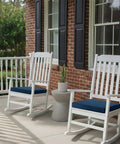 Outdoor Chair Cushions Set Of 4 19 By 19 Inch Navy Blue All Weather Water Resistant And Fade Resistant Patio Seat Pads With Ties Removable Covers Non Slip Bottom on white rocking chairs on porch