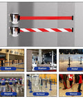 Heavy Duty Retractable Queue Barrier With Smooth As Butter Retractor High Visibility Red White Belt for crowd control in various venues.